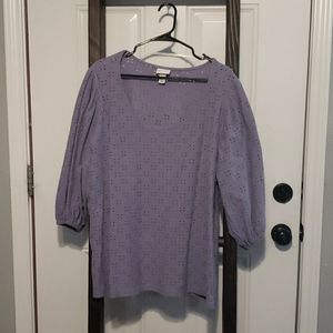 Ava & Viv Dusky Purple Eyelet Peasant Blouse